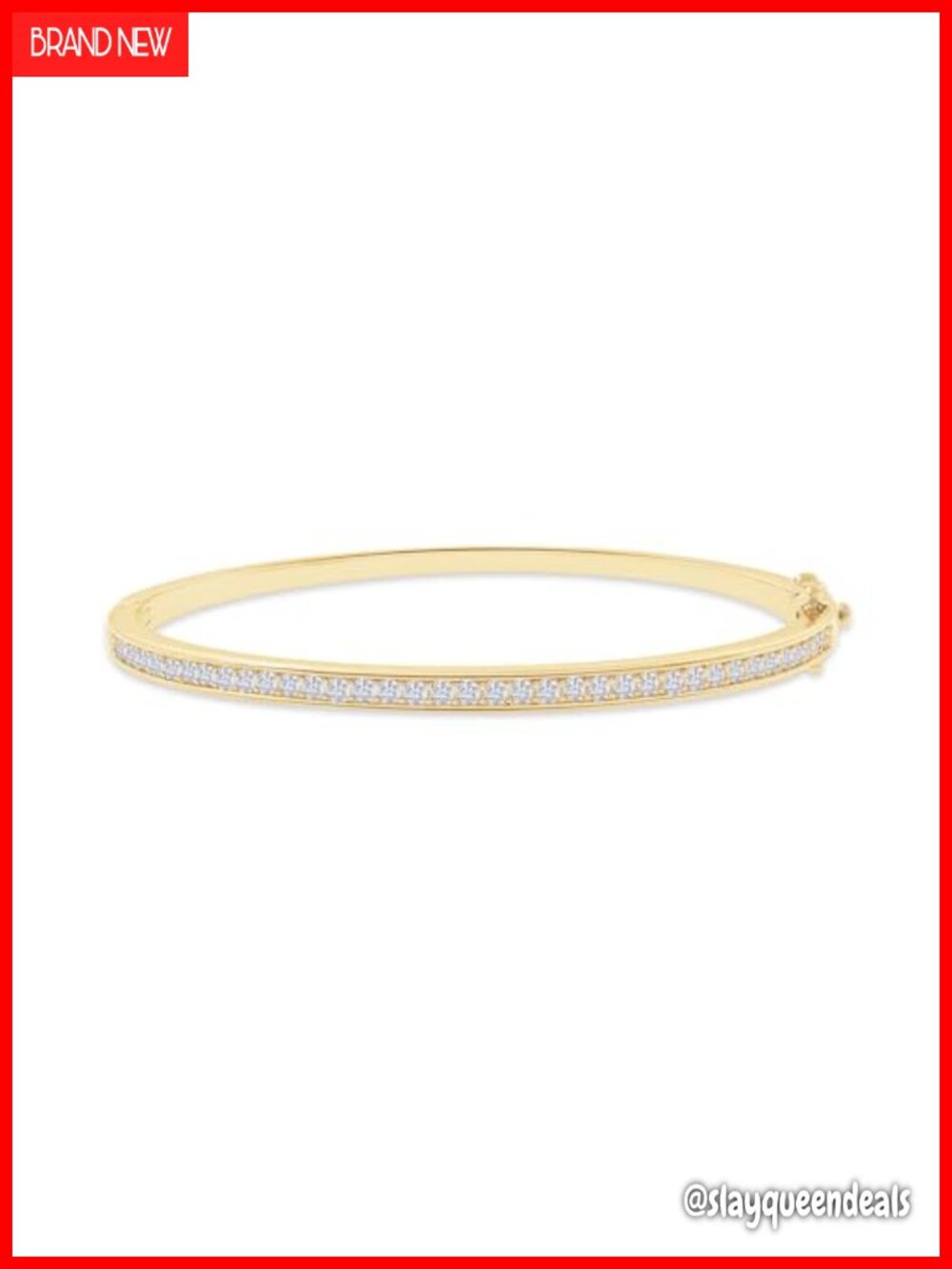 3.3MM Moissanite Tennis Bangle Bracelet 18K Yellow Gold Plated 1.00 CT